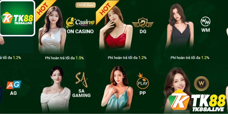 Những sảnh cược Casino tk88 chất lượng