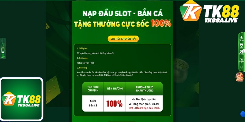 Khuyến mãi nạp đầu slot game, bắn cá